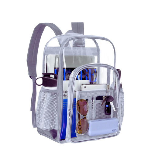 Clear Heavy Duty PVC Transparent Large Backpack For Stadium College Work Black