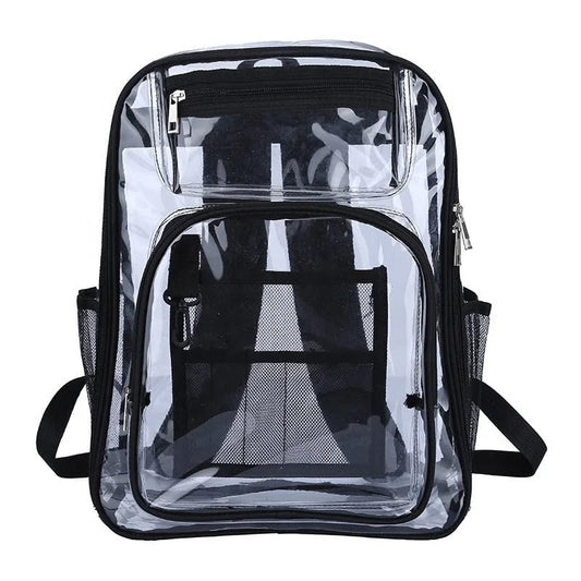 Clear Backpack Heavy Duty PVC Transparent Backpack with Reinforced Strap for College Workplace (GREY)