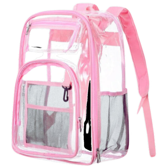 Clear Backpack Heavy Duty PVC Transparent Backpack with Reinforced Strap for College Workplace (GREY)